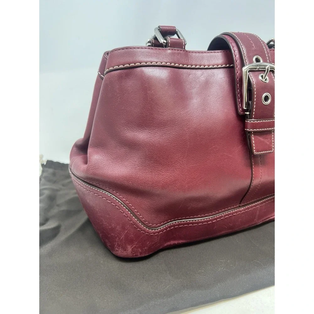 Coach MEDIUM F12602 Vintage Burgundy Y2K Soho Hampton Leather Satchel